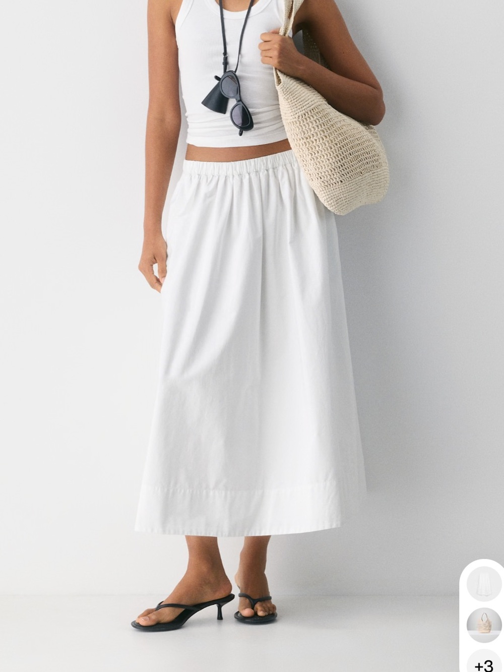 Aritzia White Poplin A-Line Skirt - Picture 2 of 6